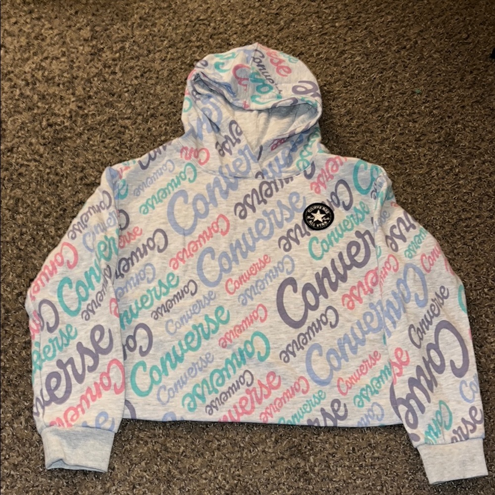 Converse Gray Hoodie with Multicolor Logo